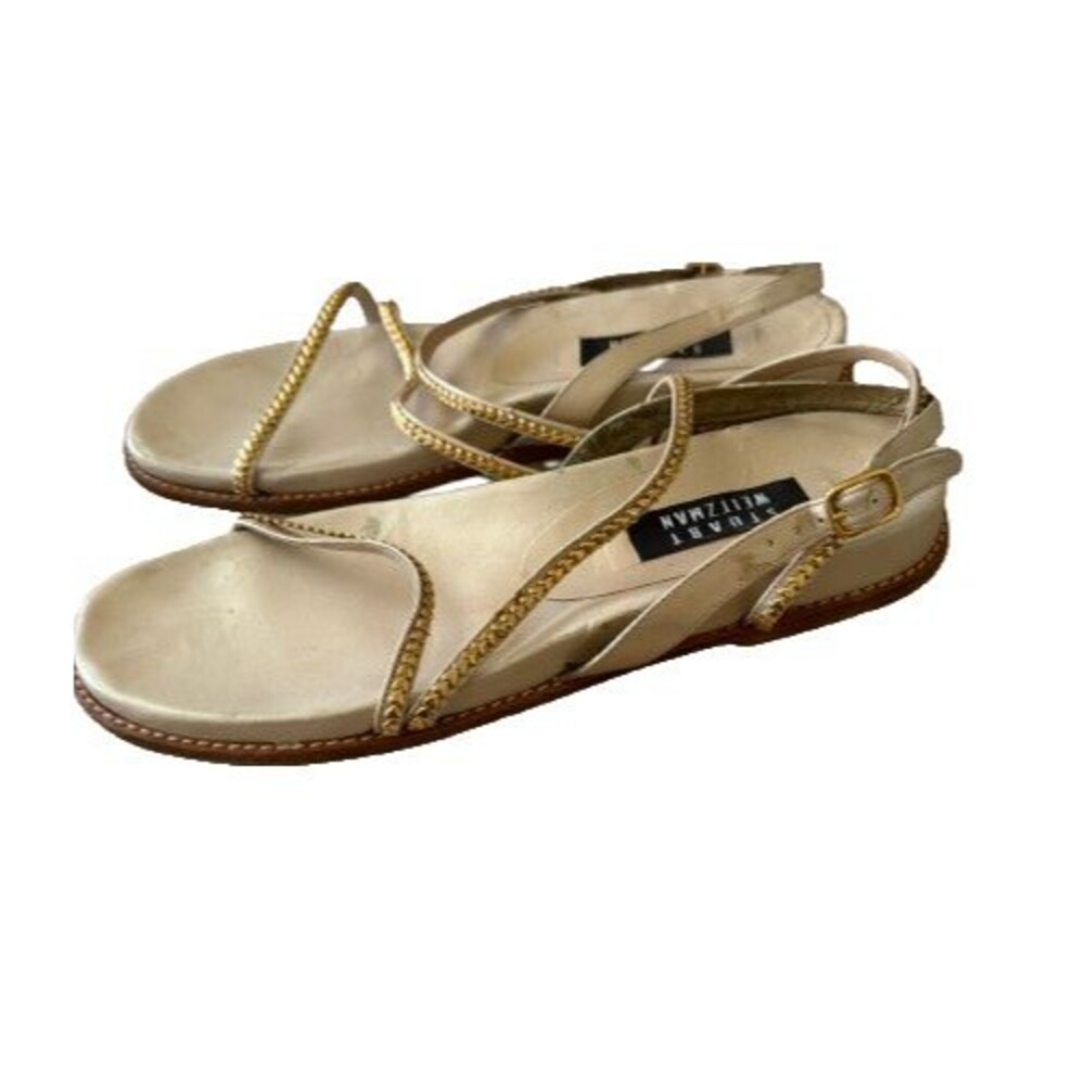 Stuart Witzman Women's Metallic Gold Strappy Sandals Italy Size 11 M - Picture 2 of 5